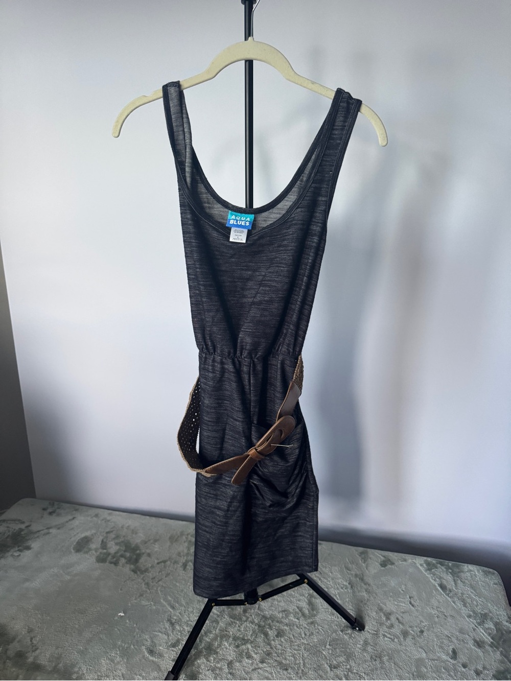 Jean color Tank Dress with Belt